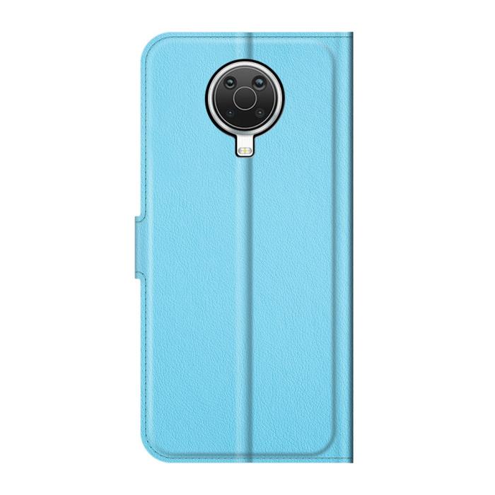 Bild 3,  Nokia G10 / G20 Fodral Litchi Läder Ljus Blå