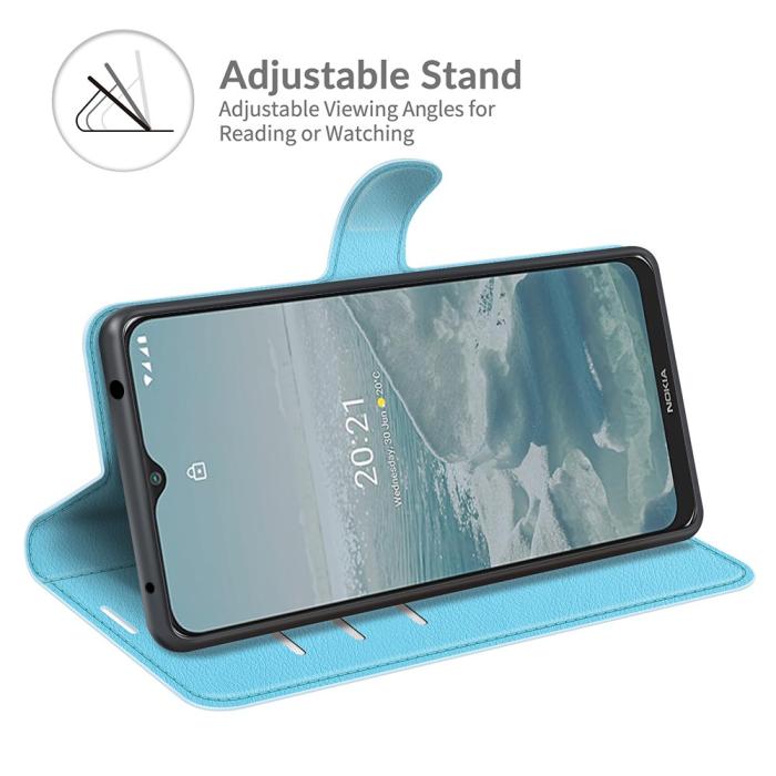 Bild 5,  Nokia G10 / G20 Fodral Litchi Läder Ljus Blå