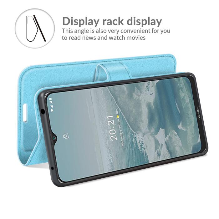 Bild 6,  Nokia G10 / G20 Fodral Litchi Läder Ljus Blå