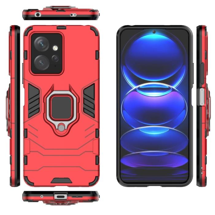 Bild 6,  Xiaomi Redmi Note 12 4G Skal Ring Hybrid Armor Röd