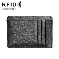  RFID Pl&aring;nbok Korth&aring;llare Litchi Textur Svart