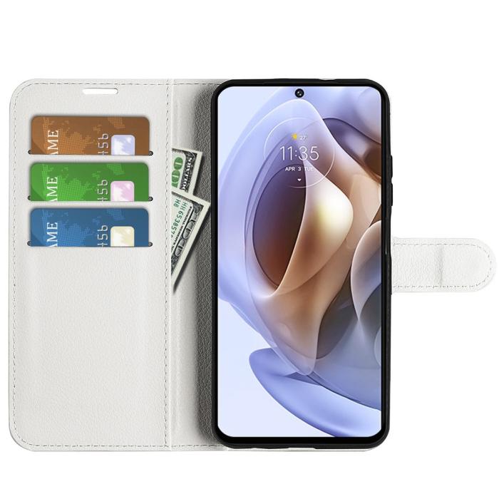 Bild 6,  Motorola Moto G31 / G41 Fodral Litchi Textur Vit