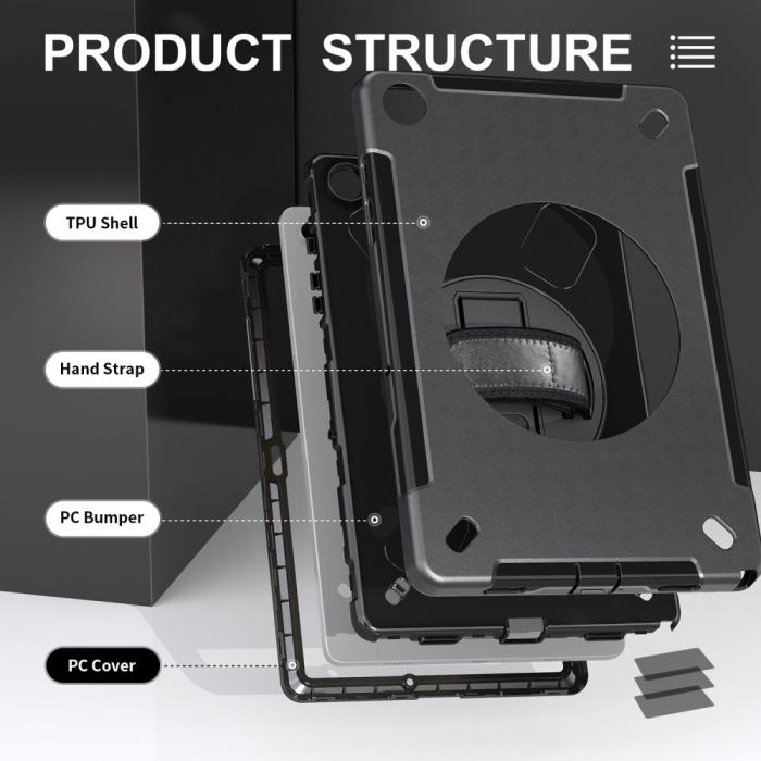 Bild 4,  Samsung Galaxy Tab A9 Plus Skal 360 Rotation Shockproof Med Rem