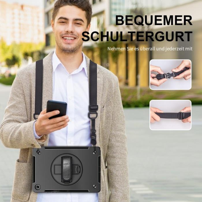 Bild 6,  Samsung Galaxy Tab A9 Plus Skal 360 Rotation Shockproof Med Rem