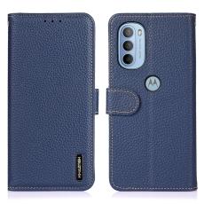 KHAZNEH KHAZNEH Motorola Moto G31 / G41 Fodral Litchi &Auml;kta L&auml;der Bl&aring;