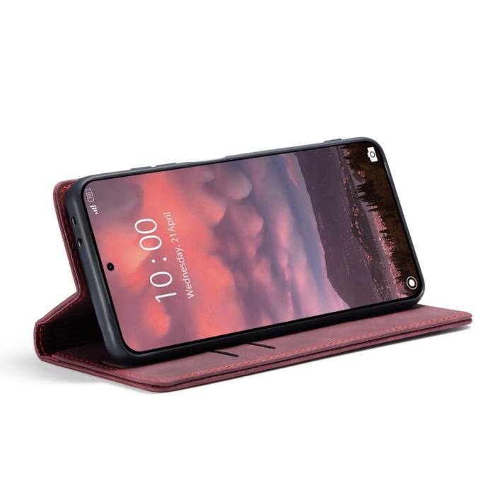 Bild 4, CASEME CASEME Xiaomi 14T Pro Fodral Flip Läder Vinröd