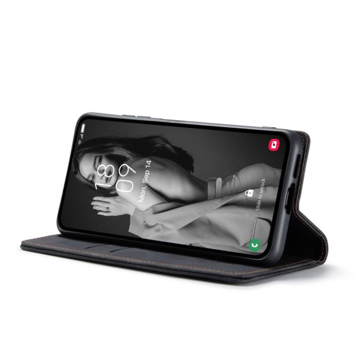 Bild 3, CASEME CASEME Galaxy A55 5G Fodral Flip Retro Läder Svart