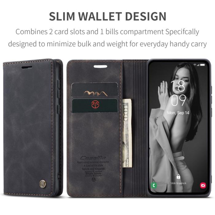 Bild 6, CASEME CASEME Galaxy A55 5G Fodral Flip Retro Läder Svart