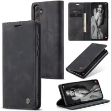 CASEME CASEME Galaxy A55 5G Fodral Flip Retro L&auml;der Svart