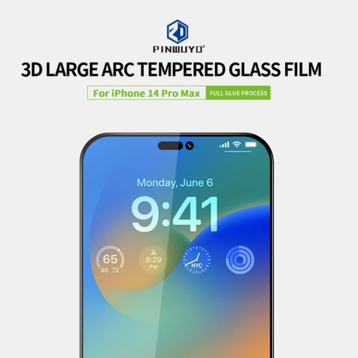 Bild 3, PINWUYO PINWUYO iPhone 14 Pro Max Skärmskydd 3D Heltäckande Härdat Glas