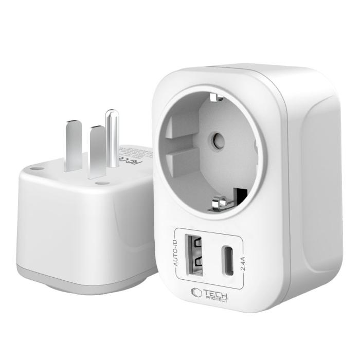 Bild 3, Tech-Protect Tech-Protect Reseadapter US Till EU Vit