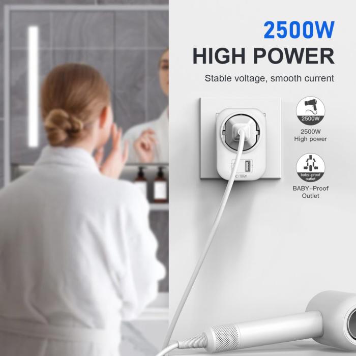 Bild 4, Tech-Protect Tech-Protect Reseadapter US Till EU Vit