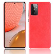  Samsung Galaxy A72 - Litchi L&auml;derbelagt Skal - R&ouml;d