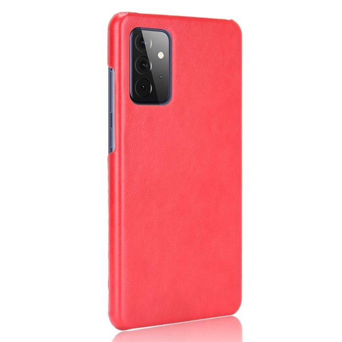 Bild 3,  Samsung Galaxy A72 - Litchi Läderbelagt Skal - Röd