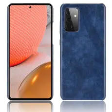  Samsung Galaxy A72 - Litchi L&auml;derbelagt Skal - Bl&aring;