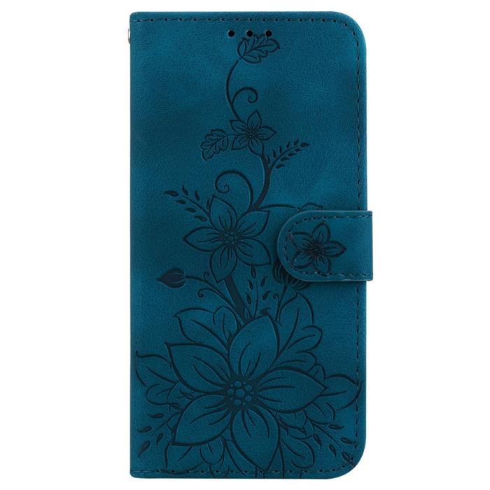 Bild 5,  Samsung Galaxy A27 5G Fodral Läder Blommor Mörk Blå