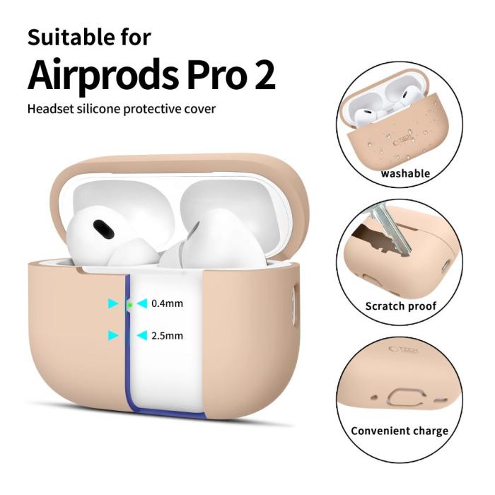Bild 2, Tech-Protect Tech-Protect AirPods Pro 1/2 Skal Silikon Caffe Latte