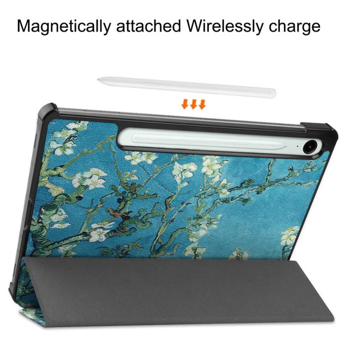 Bild 4,  Samsung Galaxy Tab S9 FE Fodral Tri-Fold Läder Peach Blossom