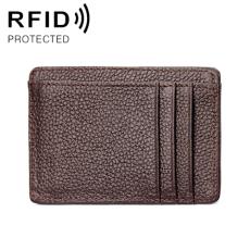  RFID Pl&aring;nbok Korth&aring;llare Litchi Textur Brun