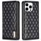  iPhone 16 Pro Fodral Diamond Flip Läder Svart