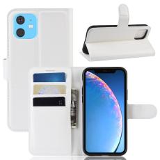  iPhone 11 Fodral Litchi L&auml;der Vit