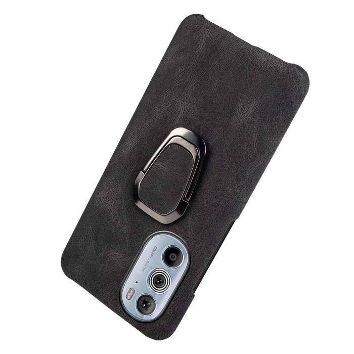 Bild 4,  Motorola Edge 30 Pro Skal Ring Läderbelagt Svart