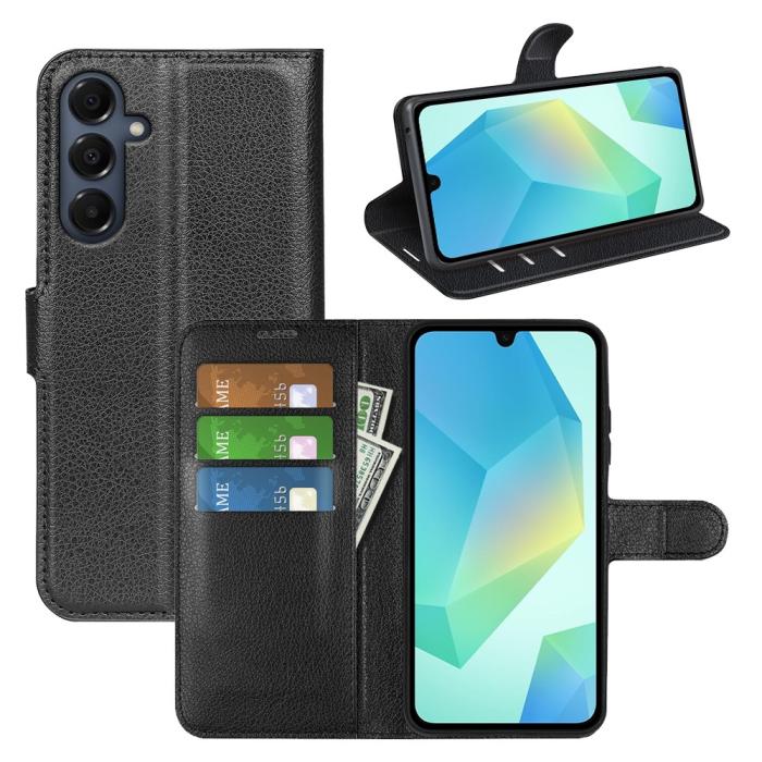 Bild 5,  Samsung Galaxy A17 Fodral Litchi Läder Svart