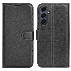  Samsung Galaxy A17 Fodral Litchi L&auml;der Svart