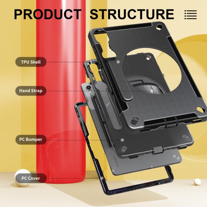 Bild 2,  Samsung Galaxy Tab S9 Skal 360 Rotation Shockproof Med Rem