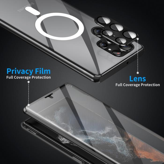 Bild 6,  Galaxy S24 Ultra Skal MagSafe 360 Hybrid Härdat Glas Svart