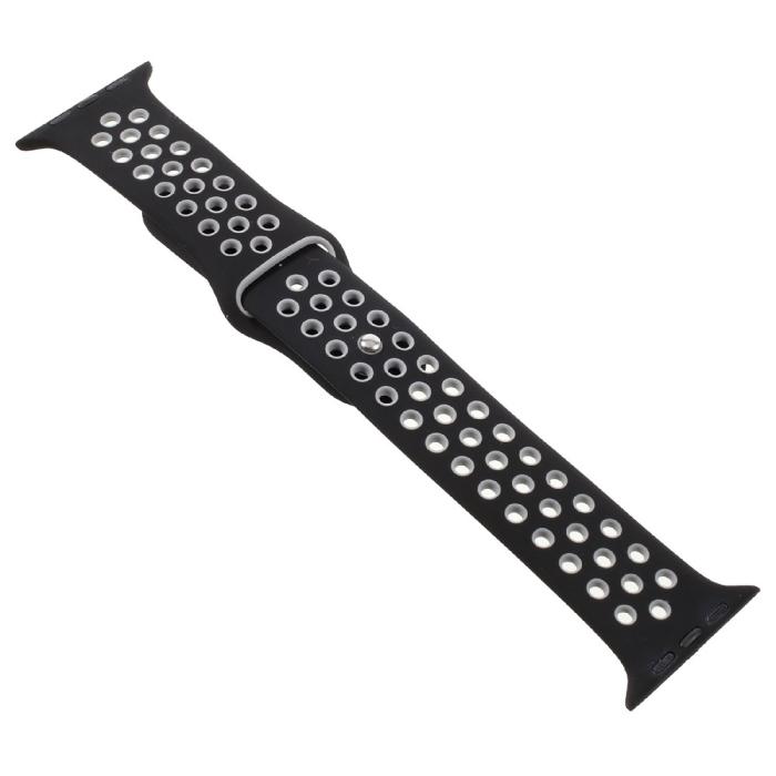 Bild 2,  Ihåligt Silikon Armband Apple Watch 42/44/45/46/49 mm Svart/Grå