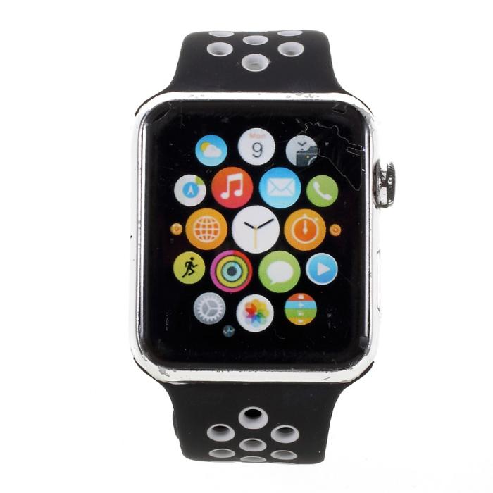 Bild 4,  Ihåligt Silikon Armband Apple Watch 42/44/45/46/49 mm Svart/Grå