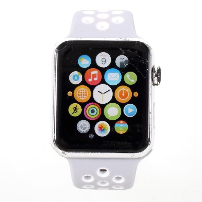 Bild 3,  Ihåligt Silikon Armband Apple Watch 42/44/45/46/49 mm Grå/Vit