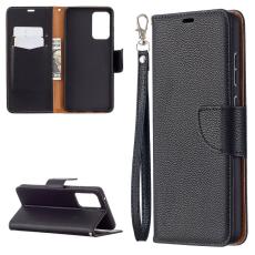  Samsung Galaxy A72 - Litchi Textur L&auml;der Fodral - Svart