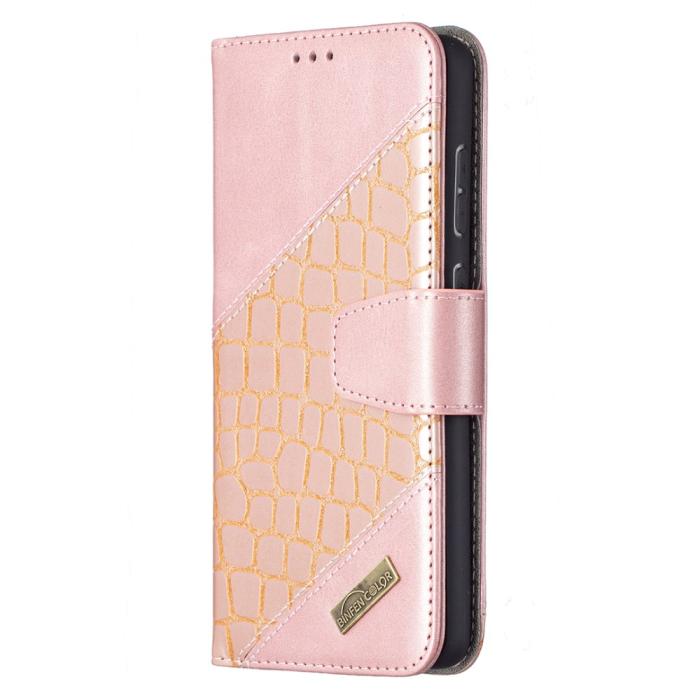 Bild 2,  Samsung Galaxy A72 - Krokodil Läder Fodral - Roséguld
