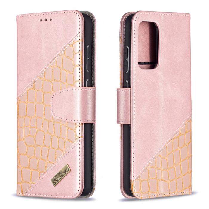 Bild 4,  Samsung Galaxy A72 - Krokodil Läder Fodral - Roséguld