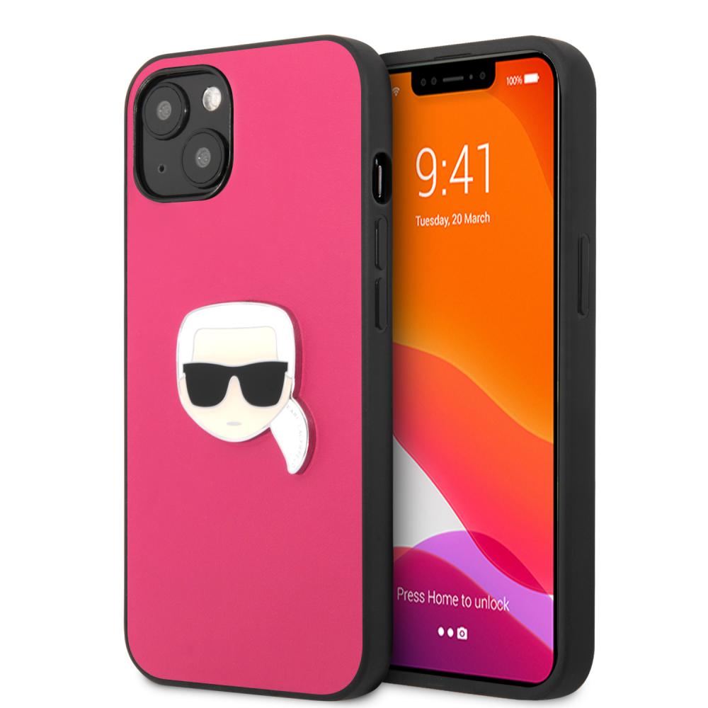 Karl Lagerfeld Karl Lagerfeld iPhone 13 Mini Skal PU Läder Karl Head Rosa