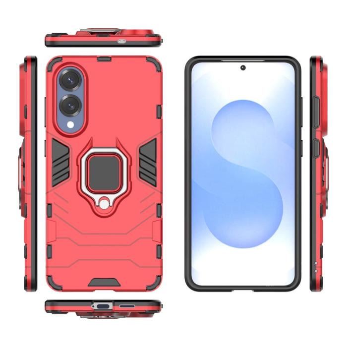 Bild 5,  Samsung Galaxy S25 Edge Skal Ring Hybrid Armor Röd