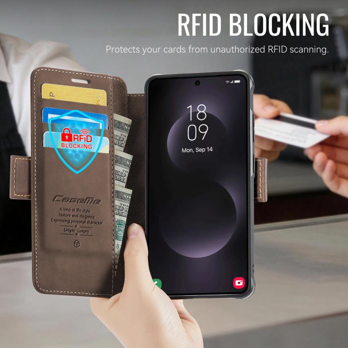 Bild 4, CASEME CASEME Samsung Galaxy S25 Ultra Skal RFID Plånbok Brun