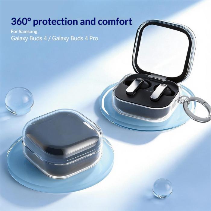 Bild 2,  Galaxy Buds 4/4 Pro Skal Med Karbinhake TPU Transparent