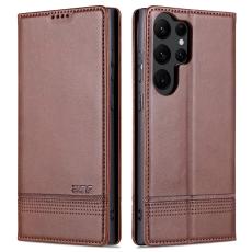 AZNS AZNS Samsung Galaxy S23 Ultra Fodral Flip L&auml;der Brun