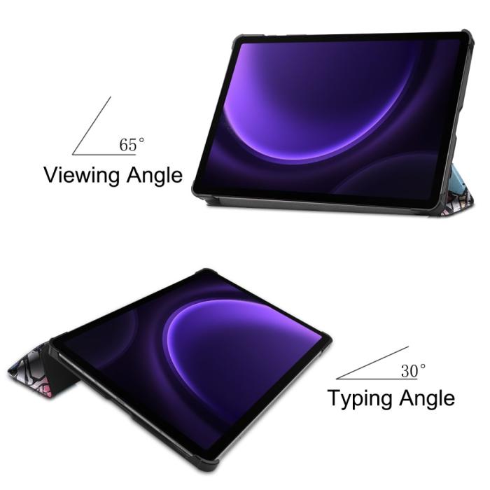 Bild 2,  Samsung Galaxy Tab S9 FE Fodral Tri-Fold Läder Graffiti