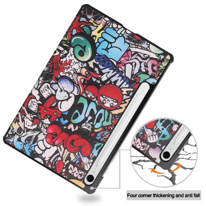 Bild 5,  Samsung Galaxy Tab S9 FE Fodral Tri-Fold Läder Graffiti
