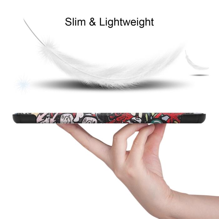 Bild 6,  Samsung Galaxy Tab S9 FE Fodral Tri-Fold Läder Graffiti