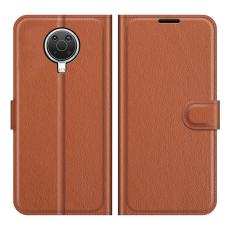  Nokia G10 / G20 Fodral Litchi L&auml;der Brun