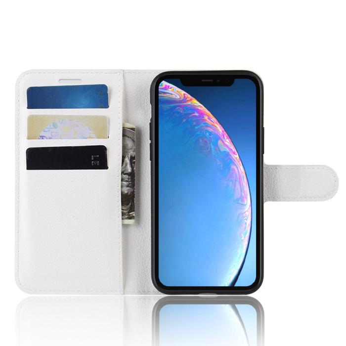 Bild 4,  iPhone 11 Fodral Litchi Läder Vit