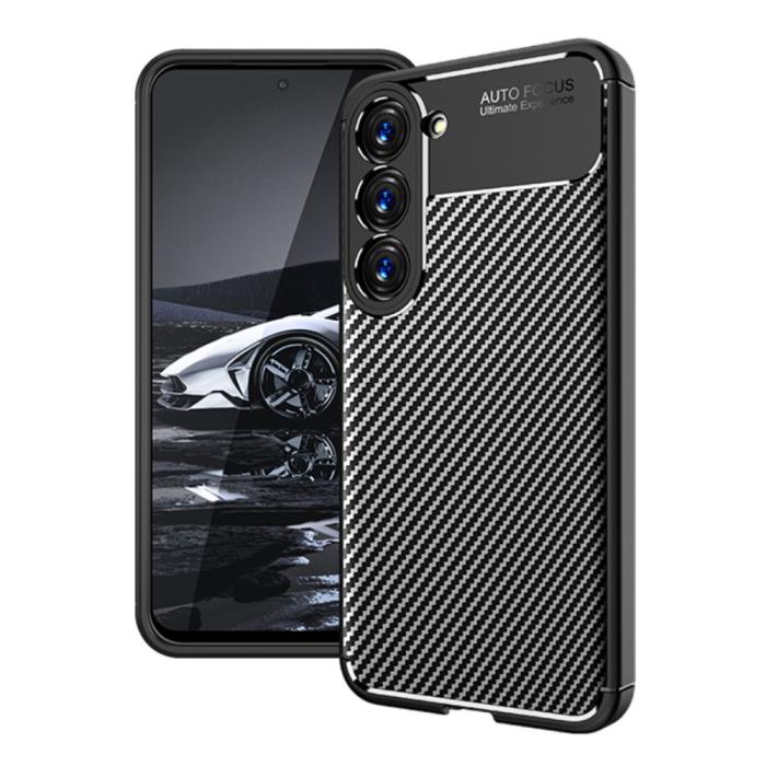 Bild 2,  Samsung Galaxy S23 Skal Kolfiber Textur Blå