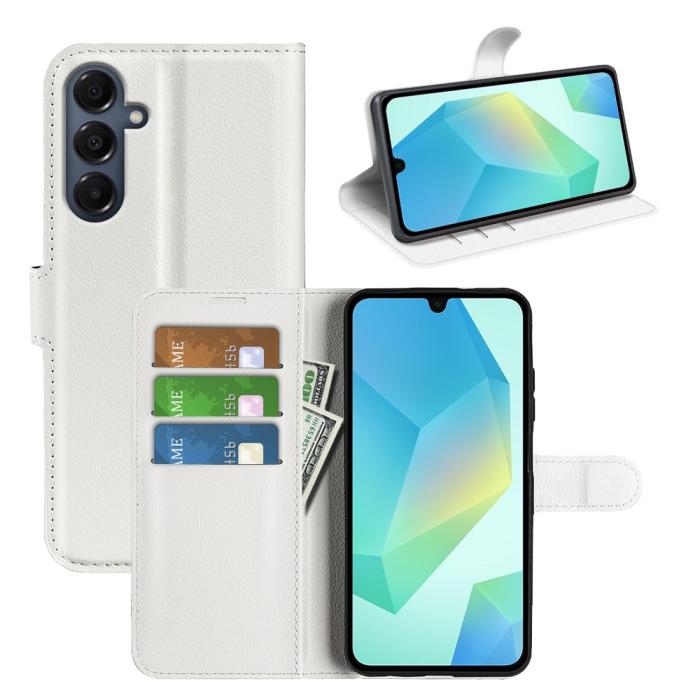 Bild 5,  Samsung Galaxy A17 Fodral Litchi Läder Vit