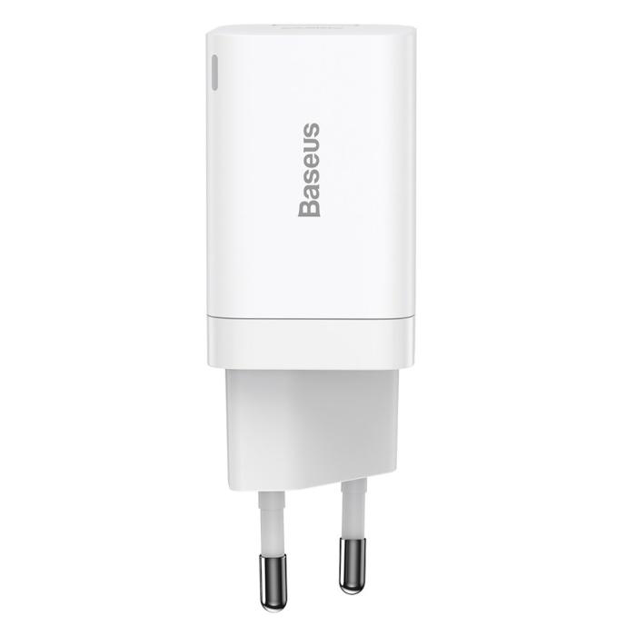 Bild 3, BASEUS Baseus 30W Super Pro USB-C / USB-A PD QC Väggladdare Vit