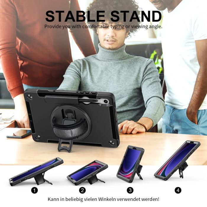 Bild 6,  Samsung Galaxy Tab S9 Skal 360 Rotation Shockproof Med Rem
